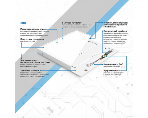 Светильник для потолка Армстронг Gauss MiR G1-A0-00070-01G02-2003550