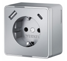 Розетка с заземлением, шторками и USB Werkel Gallant серебряные W5071706