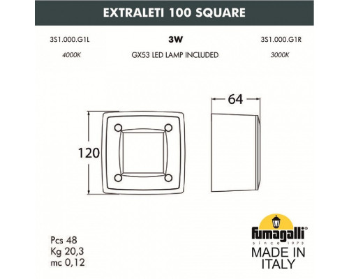 Накладной светильник Fumagalli Leti 3S1.000.000.AYG1L