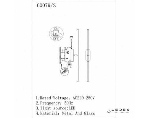 Бра iLedex Royal 6007W/S - 8W - 3000K GL