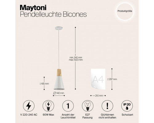 Подвесной светильник Maytoni Bicones P359-PL-140-W