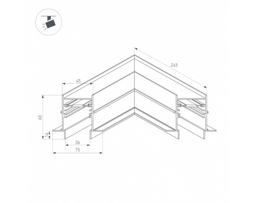Соединитель угловой L-образный для треков встраиваемых Arlight MAG-45 034681