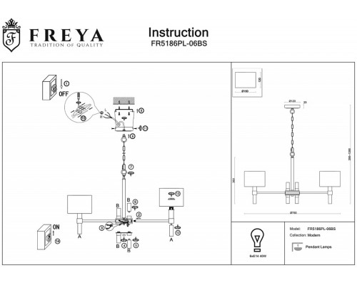 Подвесная люстра Freya Lino FR5186PL-06BS