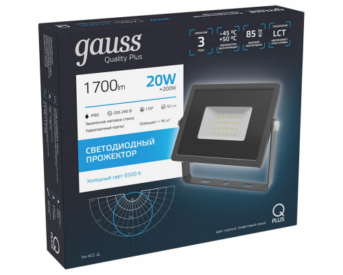 Настенно-потолочный прожектор Gauss Qplus 690511320