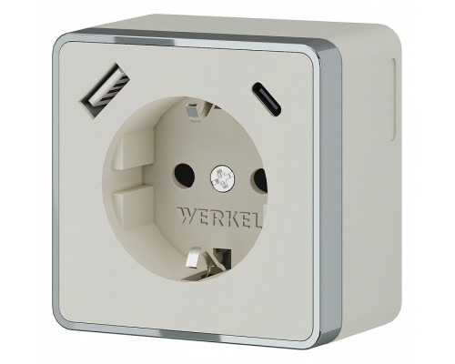 Розетка с заземлением, шторками и USB Werkel Gallant слоновая кость W5071703