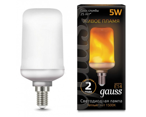 Лампа светодиодная Gauss LED T65 Corn Flame E14 5Вт 1500K 157401105