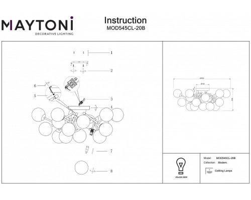 Потолочная люстра Maytoni Dallas MOD545CL-20B