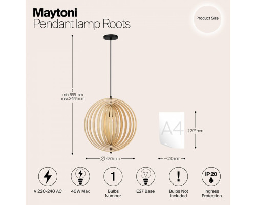 Подвесной светильник Maytoni Roots MOD197PL-01W