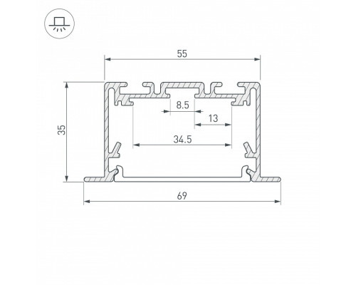 Профиль встраиваемый Arlight S2-LINIA 29470