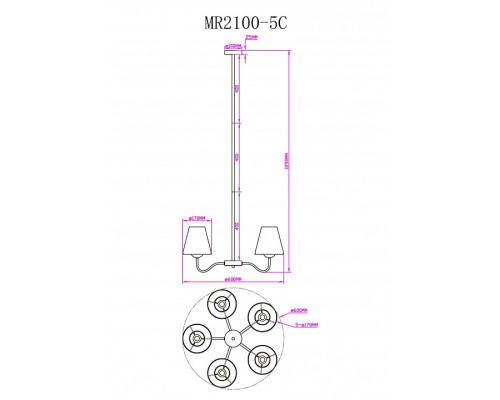 Люстра на штанге MyFar Charlotte MR2100-5C