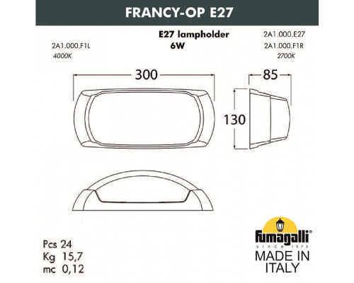 Светильник на штанге Fumagalli Francy 2A1.000.000.LYF1R