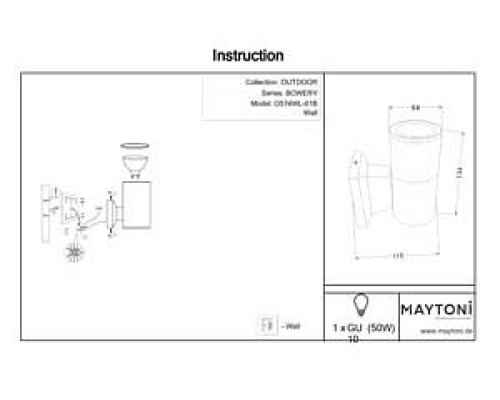 Светильник на штанге Maytoni Bowery O574WL-01B