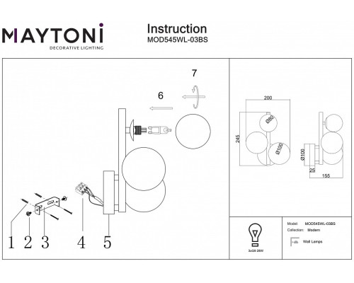 Бра Maytoni Dallas MOD545WL-03BS