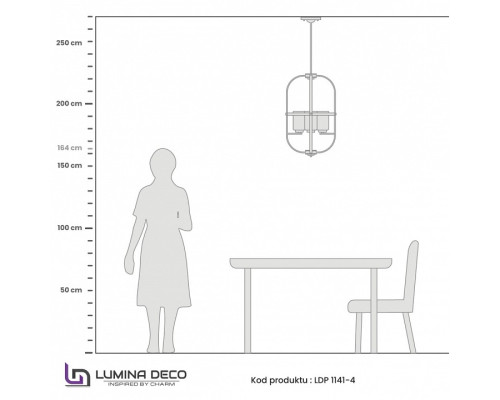 Люстра на штанге LUMINA DECO Monterey LDP 1141-4 BK+MD