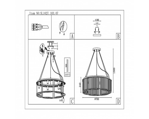 Подвесная люстра ST-Luce Velletri SL1627.103.07