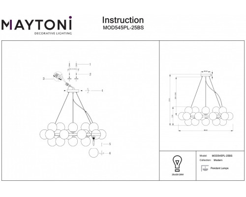 Подвесная люстра Maytoni Dallas MOD545PL-25BS