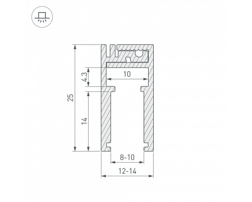 Профиль встраиваемый мебельный Arlight KLUS-GLASS-810-2000 ANOD 019191