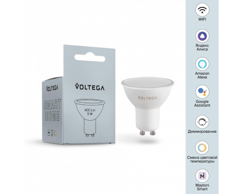 Лампа светодиодная с управлением через Wi-Fi Voltega Wi-Fi bulbs GU10 5Вт 2700-6500K 2425