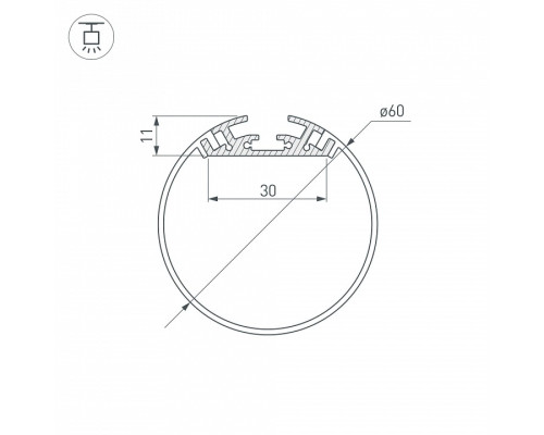 Профиль подвесной Arlight SL-ROUND-D60-2000 ANOD 019286