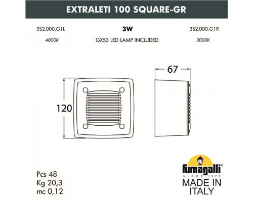 Накладной светильник Fumagalli Leti 3S2.000.000.WYG1L