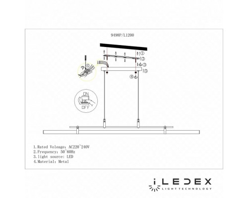 Подвесной светильник iLedex Zoom 9498P-46W-3000K GL-BR-WH