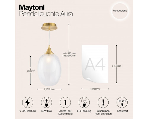 Подвесной светильник Maytoni Aura MOD016PL-01BS