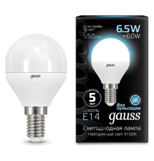 Лампа светодиодная Gauss LED Globe E14 6.5Вт 4100K 105101207