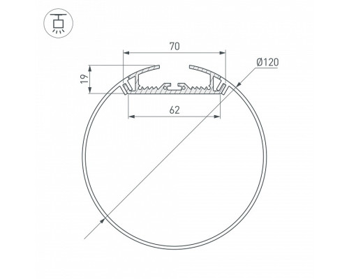 Профиль подвесной Arlight SL-ROUND-D120-2000 ANOD 019267