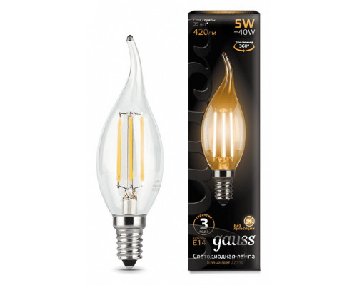 Лампа светодиодная Gauss LED Filament E14 5Вт 2700K 104801105