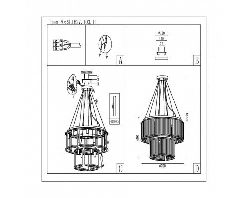 Подвесная люстра ST-Luce Velletri SL1627.103.11