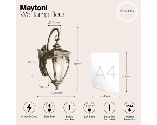 Светильник на штанге Maytoni Fleur O414WL-01GB