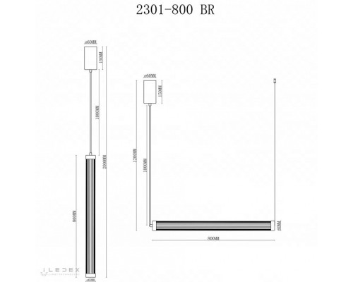 Подвесной светильник iLedex Rocks 2301-800 BR