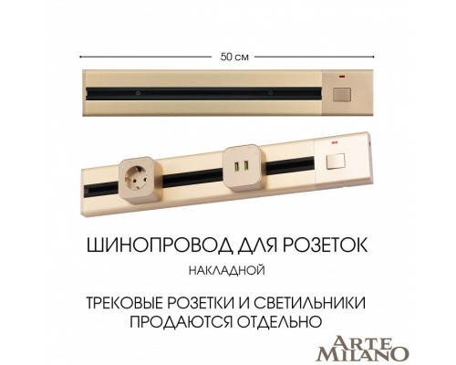 Трек накладной Arte Milano Am-track-sockets 385205TOB/50 Gold