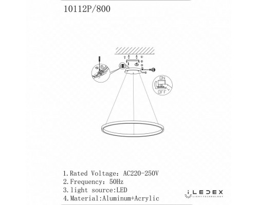 Подвесной светильник iLedex Axis 10112P/1-24W-3000K-D800 BR