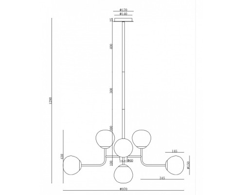 Люстра на штанге Maytoni Erich MOD221-PL-08-G