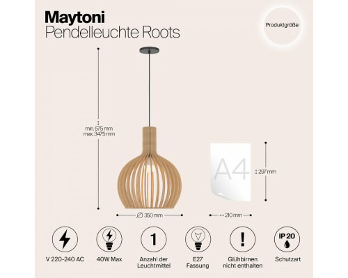 Подвесной светильник Maytoni Roots MOD194PL-01W